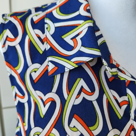 CAbi Amour Shirt Dress Duster Tunic Heart Graphic Sleeveless Button Down Large - Picture 6 of 14